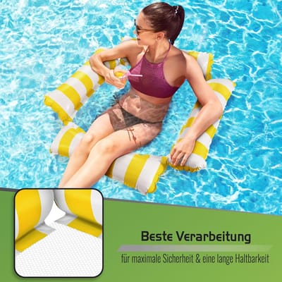 Thijox - Opblaasbaar zwembadmatras met net, waterhangmat met 4 luchtkamers, waterspeelgoed en zwembadaccessoires voor volwassenen en kinderen, perfect