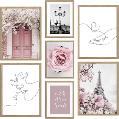 Set Posters met Lijst - Wanddecoratie Prints - Woonkamer Decoreren - Set van 7 Stuks