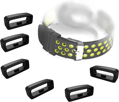 Set van 6 Vervangende Horlogebanden, Zachte Siliconen Horlogeband Lussen, Geschikt voor 22mm Horloges, Zwart