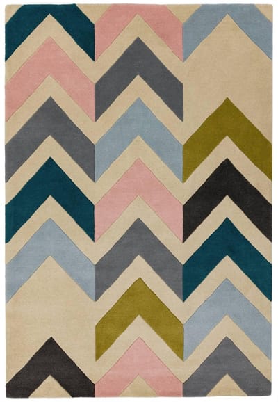 Easy Living - Reef-Chevron-multi Vloerkleed - 160x230 cm - Rechthoekig - Laagpolig Tapijt - Retro, Scandinavisch - Meerkleurig