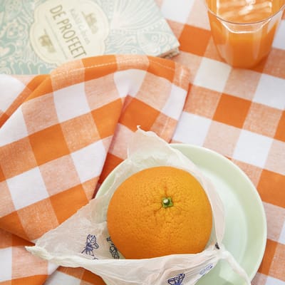 WOW tafellaken 150x250 cm – 100% katoen – oranje ruitjesmotief – spring apricot