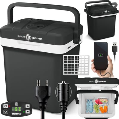 SnelShoppen - Elektrische Koelbox 22,9L met Verwarmingsfunctie - Mobiele Autokoelkast voor Camping, Picknick en Reizen - ECO-modus, AC/DC, Dual Koelen