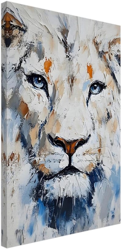 Canvas Schilderij - Abstract painted lion 40x60 cm - Dieren Wanddecoratie Woonkamer & Slaapkamer
