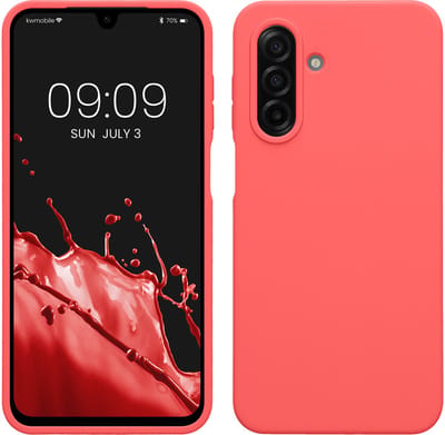 kwmobile telefoonhoesje geschikt voor Samsung Galaxy A17 4G / 5G - Hoesje met siliconen coating - Smartphone case in neon koraal