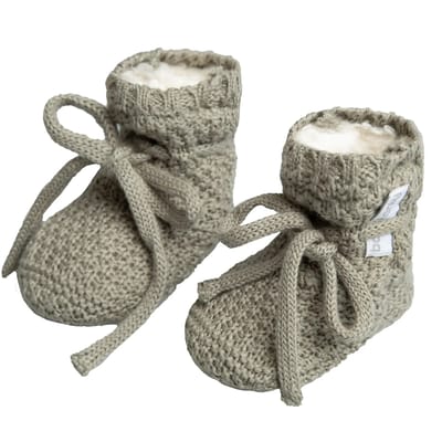 Baby's Only Slofjes teddy Willow - Baby Schoentjes met teddy voering - Baby Sokjes - Urban Green - 3-6 mnd - 100% ecologisch katoen - GOTS