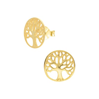 WeLoveSilver - zilveren oorstekers - gold plated - tree of life design