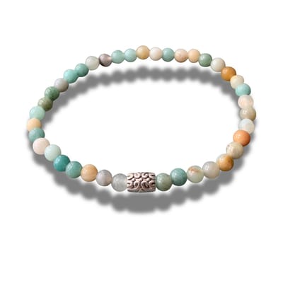 Armband - natuursteen - Amazoniet - zilverkleurig element - 4 mm 18 cm