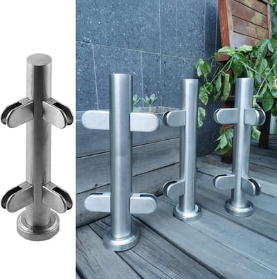 Balustrade Paalset - Heksteun Terras - Veiligheid Buiten - Roestvrij Staal 304 - 60-150 cm - Zilver