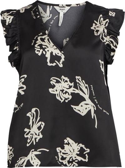 Object T-shirt Objpapaya Nour S/s Top A Div 23040546 Black/flower Dames Maat - 36