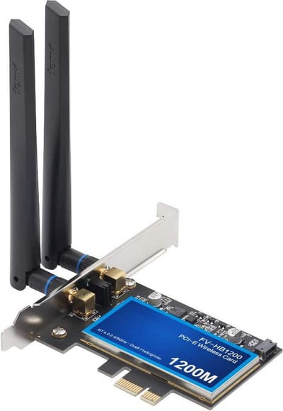 PCI-E Wi-Fi & Bluetooth Netwerkkaart - BT4.0 - 802.11a/g/n/ac - 2.4Ghz/5Ghz - 1200Mbps - HB1200 - Zwart