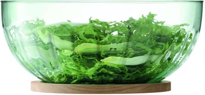 LSA Mia Serveerschaal - Gerecycled Glas - Met Houten Voet - 16.5 cm