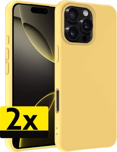 Hoesje - 2 Stuks - Geschikt voor Apple iPhone 16 Pro - Sterk & Shockproof - Case Siliconen - Back Cover - Telefoon Hoes - Telefoonhoesjes - Geel