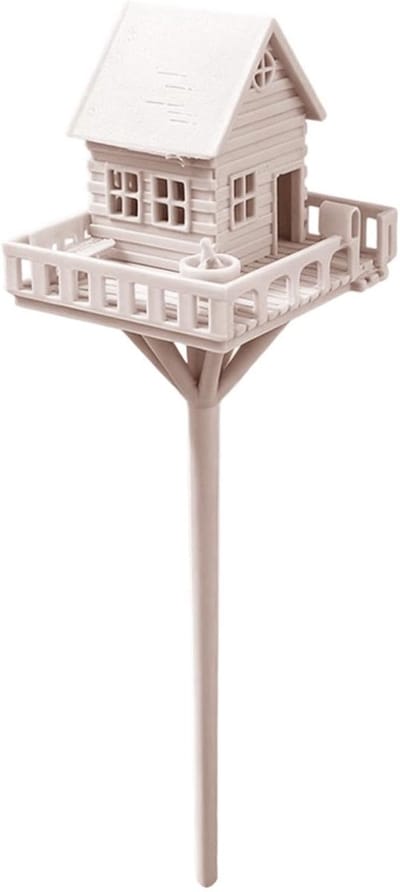 Miniatuur Huisje - Feeëntuin Decor - Landschapsarchitectuur - 3D Geprint Ontwerp - 18 cm Hoog - Crèmekleurig