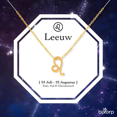 Bixorp Stars Sterrenbeeld Ketting Leeuw / Leo - Stainless Steel met Goud Verguld - 45cm Ketting met Zodiac Hanger - Inclusief Cadeau Verpakking
