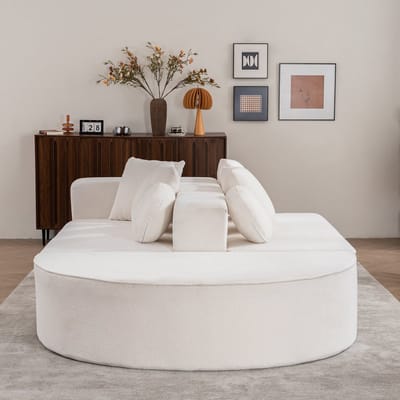 Volledig samendrukbare bottenloze bank, Woonkamer / Slaapkamer gesegmenteerde wolkensofa, moderne modulaire bank, montagevrij, comfortabele, huidvriendelijke chenille stof- wit