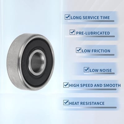 Deep Groove Ball Bearings P5 5x16x5mm - Lubricated Bearings - Rubber Seal - Black Silver Tone - Scooter Skateboard Wheel