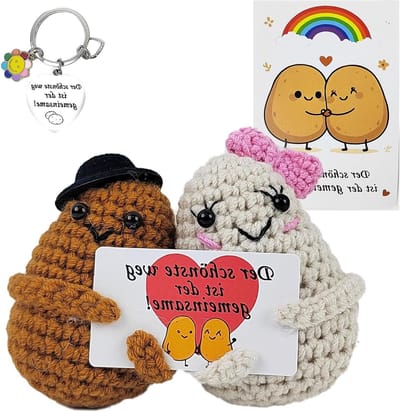 Creatieve pluche poppen van wol met kaart en sleutelhanger, perfect voor bruiloften, verlovingen en Valentijnsdag, uniek cadeau en decoratie