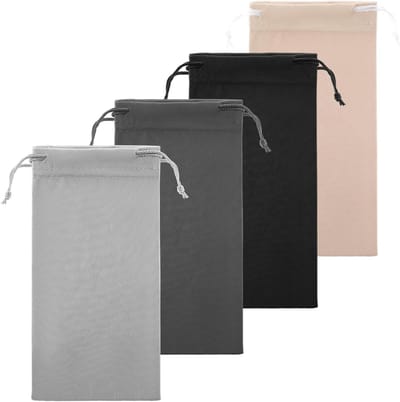 4 Zachte Microfiber Pouches voor Zonnebrillen - Beschermende Brillenhoesjes in Tas - Zwart Blauw Grijs Rood