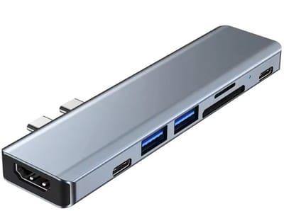 Hubje - USB-C Hub - USB C Adapter - HDMI - 2x USB-C - SD Kaartlezers - 2x USB - Docking Station - Zilverkleurig - CHPN