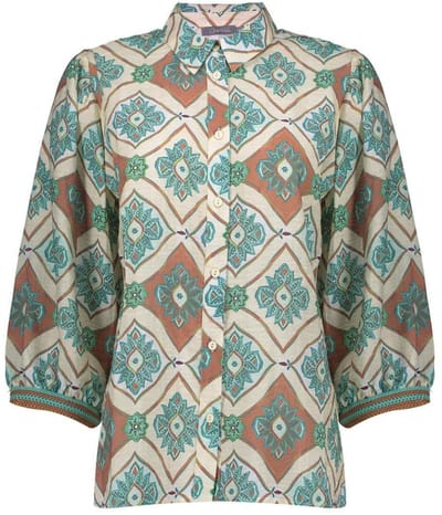 Geisha Blouse Blouse 63453 20 000602 Aqua/camel Dames Maat - XS