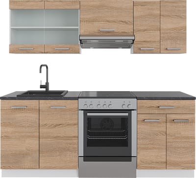 Vicco R-Line Complete keukeneenheid – 200 cm, WB Antraciet Sonoma/Wit