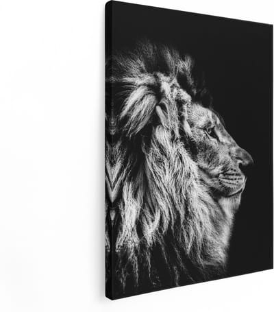 Artaza Canvas Schilderij Leeuwenkop - 30x40 cm - Klein - Muurdecoratie Dieren - Wanddecoratie Leeuw - Kamer Accessoires Woonkamer