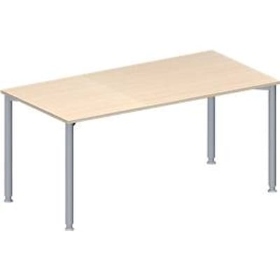 Schäfer Shop  Genius Vergadertafel MODENA FLEX, in hoogte verstelbaar, rechthoekig, 4-poot ronde buis, B 1600 x D 800 mm, zonder contactdoos, esdoornpatroon