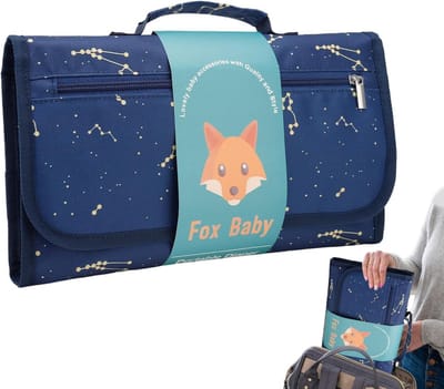 Draagbare aankleedmat - Baby verschoonkussen - Baby verzorgen - Veilige kliksluiting - 34.5 x 15.5 cm - blauw