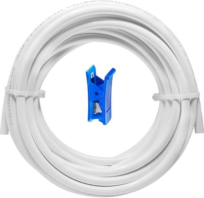 10 meter watertoevoerleiding, universele aansluitset (3/8 inch), waterslang, osmose-slang, waterfilter, omgekeerde osmose-installatie, met slangsnijder
