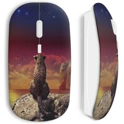 Souris sans Fil - MANIACASE - Leopard sea - USB Wifi Inclus - Compatible Mac et PC - Blanc