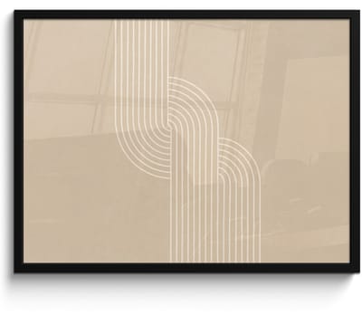 Poster in lijst - Fotolijst 80x60 cm - Posters - Parallelle lijnen - Lichte textuur - Beige - Posterlijst zwart - Decoratie - Wanddecoratie woonkamer - Muurdecoratie slaapkamer