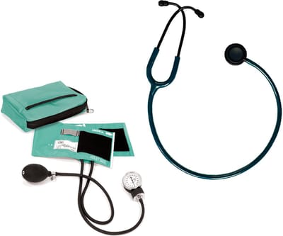 Set Bloeddrukmeter met Stethoscoop Groen - Bovenarm - Handmatig - Stethoscoop Medisch - MDR Gecertificeerd