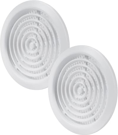 Luchtroosters 2 stuks - Ventilatieroosters deur - Ventilatie verbeteren - Met insectenwering - 80 mm rond - Wit