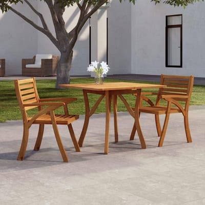 Massief houten tuintafel - Acacia eettafel - Buiten dineren - Stabiele lattenbodem - 85x85x75 cm - Bruin