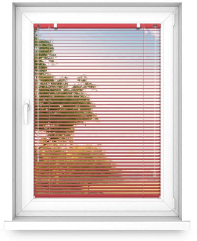 time4blinds - Binnenjaloezieën Zonder Boren - Aluminium Jaloezieën - Aluminium Rolgordijnen voor Woonkamer, Slaapkamer, Keuken, Kantoor - met Koordgeleiders - Rood, Links, 400x300