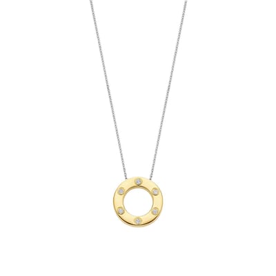 TI SENTO Dames Ketting - 925 zilver - Zirkonia met geel verguld - Maat 42 - 34117ZY