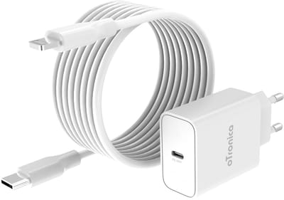 Otronica USB C Adapter - 30W USB C Adapter met 1M USB-C naar Lightning Kabel - Geschikt voor iPhone 11 / 11 Pro Max / 12 / 12 Pro / 12 Pro Max / 13 / 13 Pro / 13 Pro max / 13 Mini / 14 / 14 Pro / 14 Plus / 14 Pro Max