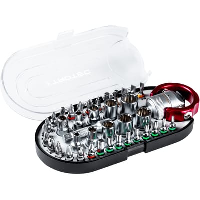 TROTEC 40-delige bit-en dopsleutelset De praktische allround-set met diverse schroefbits, dopsleutels en een robuuste ratelschroevendraaier