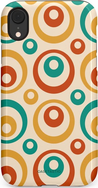 Casetastic hoesje geschikt voor Apple iPhone XR - Dubbellaagse bescherming - Bolletjes boogie - Fashion Case - Crème Terracotta Goud Turquoise