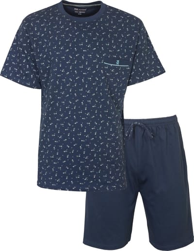 Paul Hopkins Heren Shortama - Katoen - Pyjama Set - Blauw - Maat XXL