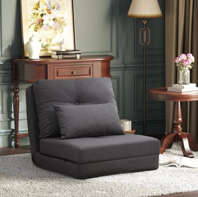 STILVORA Fauteuil 60 x 80 x 56 cm - 2-in-1 Klapfauteuil Met Verstelbare Rugleuning - Voor Wonen En Rusten - Linnen - Donkergrijs