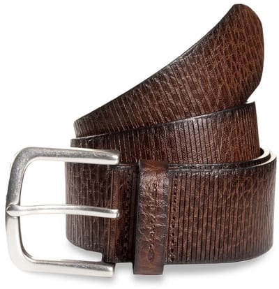 Tom Tailor - TTROY Leren riem met afgeronde gesp - Maat 80 - dark brown uni