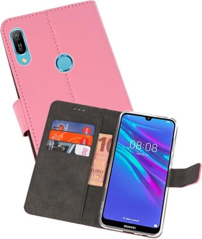 Booktype Telefoonhoesjes - Bookcase Hoesje - Wallet Case - Geschikt voor Huawei Y6 / Y6 Prime 2019 - Roze