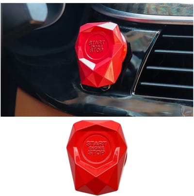 Dailygoods- Drukknopdeksel Rood - Universele Ontstekingsknop - Metalen Hoes - Auto-interieur Decoratie - Niet-destructieve Installatie - Afmetingen 5x4 cm