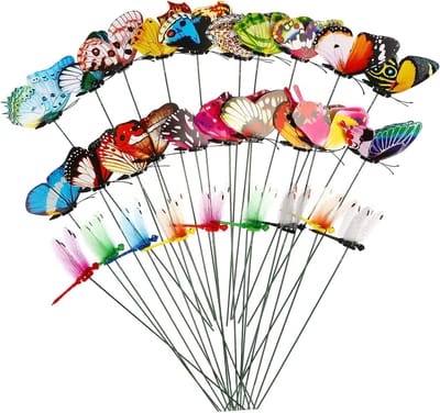 Decoratieve Tuinstaken - Vlinder Libelle - Tuin Decoreren - Lichtgevend PVC - 30 Stuks - Diverse Kleuren