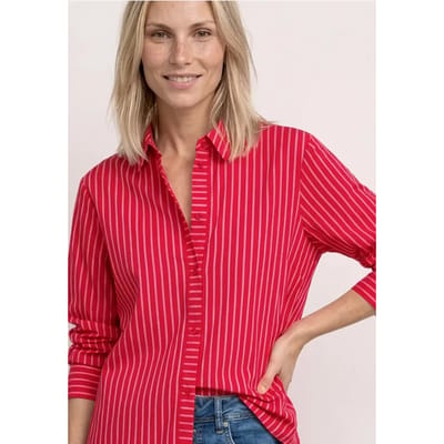 Overhemdblouse met lange mouwen en gestreept patroon