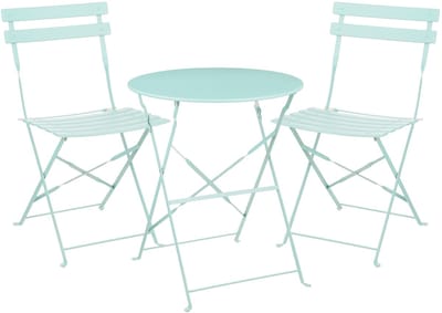 Mica Decorations Laurence Bistroset Metaal - Set van 3 - Tuinstoelen en Tuintafel - Balkonset 2 Personen - Bistrotafel Rond en Bistrostoel Bistro Set - Lichtgroen
