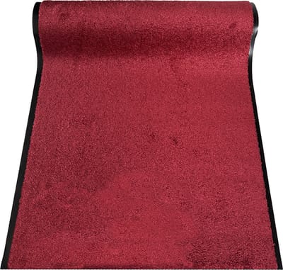 JYG - Deurmat tapijtloper binnen - 90x400cm - CLEANWASH ROOD - Belgische Droogloopmat in Extra Grote Maten – Superabsorberend Polyamide, 2 lange zijden afwerking, Antislip Vinyl Rug, 3 Kleuren, Diverse Lengtes en Breedtes