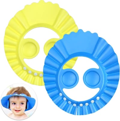Verstelbare baby zwemcap, zachte waterdichte shampoo visor voor kinderen, haarwasbescherming voor badtijd, ideaal voor peuters en baby's in 2 kleuren