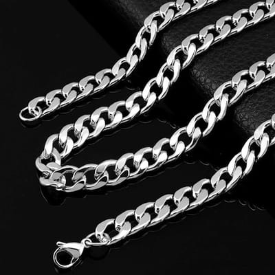 Cuban Link Heren Ketting Zilver kleurig - 5mm - Staal - Kettingen - Schakelketting - Papa Cadeau Voor Mannen - Vaderdag